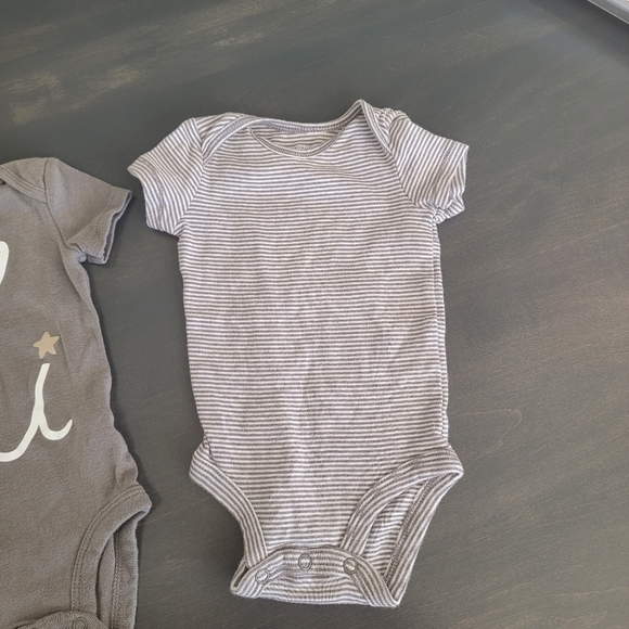Carter's 3 Piece Onesie Bundle Hi, Zoo Animal Print, Striped Gray White 3 months - Picture 7 of 8